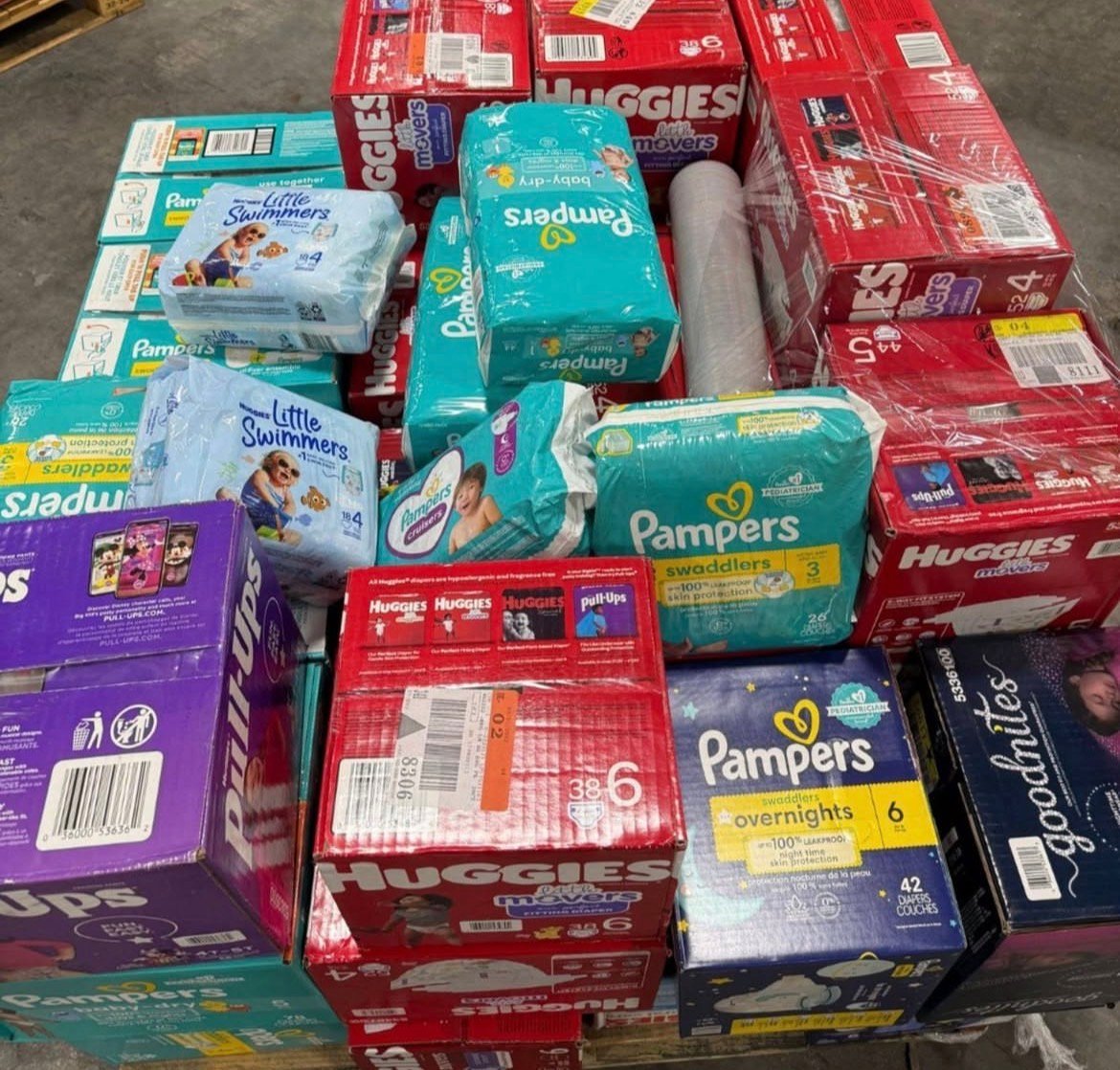 Baby Diapers and Wipes Pallets for Sale